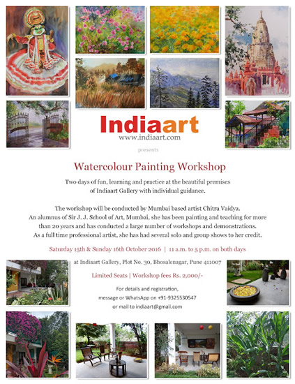 Watercolour Painting Workshop at Indiaart Gallery, Pune - Saturday & Sunday 15th & 16th October 2016